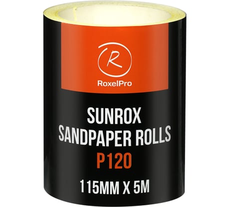 Шлифовальная бумага RoxelPro SUNROX в рулоне 115мм х 5м, золотистая, Р120 155608