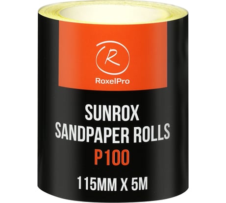 Шлифовальная бумага RoxelPro SUNROX в рулоне 115мм х 5м, золотистая, Р100 155607