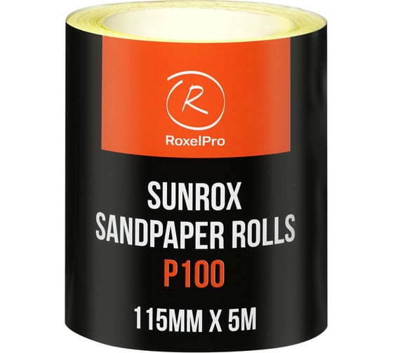 Шлифовальная бумага RoxelPro SUNROX в рулоне 115мм х 5м, золотистая, Р100 155607