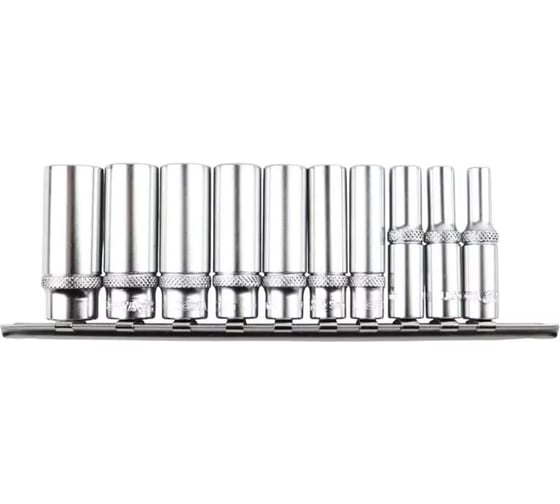 Набор глубоких торцевых головок Licota 1/4 6-ти гранных, 10 пр. на линейке, 5-14 мм TBS-23101