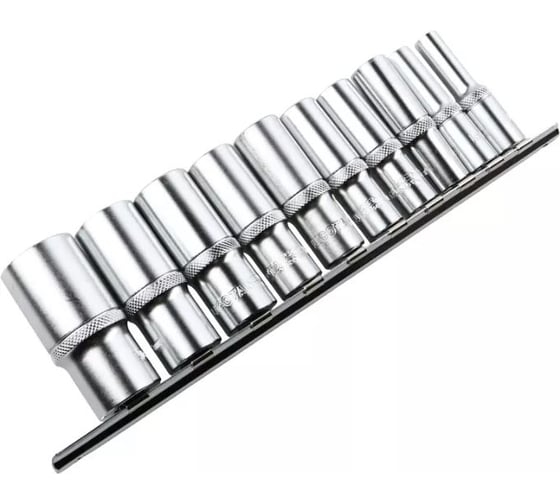 Набор глубоких торцевых головок Licota 3/8 6-ти гранных, 10 пр. на линейке, 8-22 мм TBS-23103