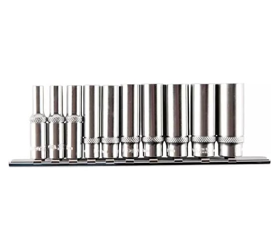 Набор глубоких торцевых головок Licota 3/8 12-ти гранных, 10 пр. на линейке, 8-22 мм TBS-23003