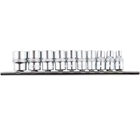 Набор торцевых головок Licota 1/4 12-ти гранных, 10 пр. на линейке, 5-14 мм TBS-22001