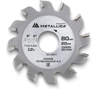 Диск подрезной METALLICA Industry 80x20 мм, 12 конических зубов, T=3,1-4,3 мм по ламин. панелям 194025