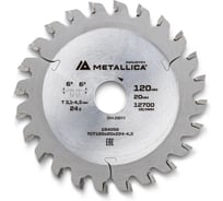 Диск подрезной METALLICA Industry 120x20 мм, 24 конических зуба, T=3,1-4,3 мм по ламин. панелям 194056