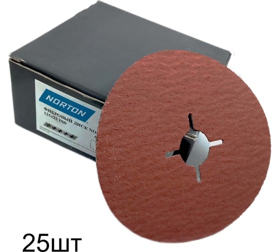 Фибровый диск NORTON Quantum3 керамика 125x22мм P60 (25шт/упак) 101303