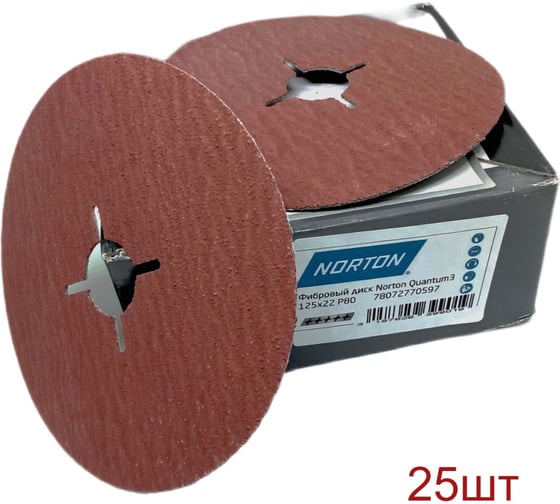 Фибровый диск NORTON Quantum3 керамика 125x22мм P80 (25шт/упак) 101304
