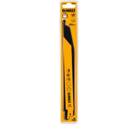 Полотно DEWALT DT2354, по металлу для сабельных пил биметаллическое, BiM, 203 x 1.4 мм, S1022EF, 5 шт DT2354-QZ