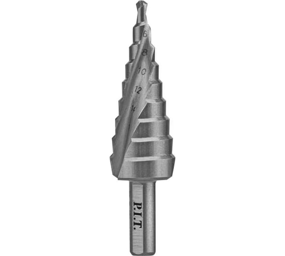 Сверло по металлу ступенчатое P.I.T. 4-20мм, 9 ступеней с шагом 2мм, HSS AMED08-0420