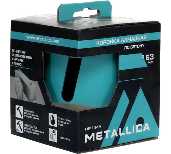 Коронка алмазная турбо-сегментная METALLICA Laser Ultra 102x63 мм, М16, без хвостовика, по ж/бетону 194582