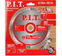 Диск пильный по дереву P.I.T. 190x30/20/16x2 мм 40T, тип зуба TCG ACTW04-190T40