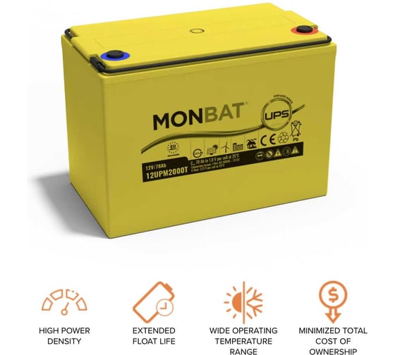 Аккумуляторная батарея MONBAT AGM 12 V 75 Ah 12UPM2000