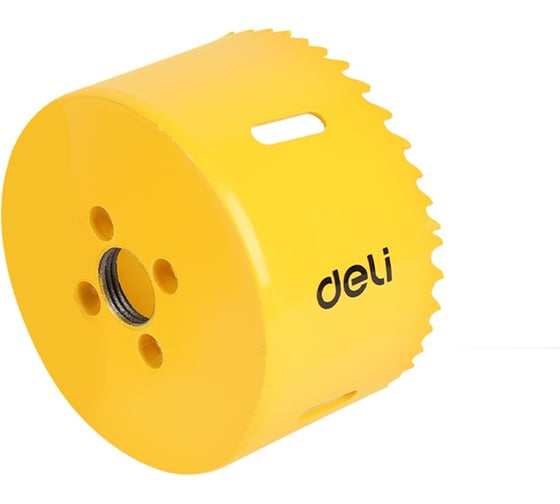 Коронка биметаллическая DELI 76мм DH-SKK076-E1 (макс глубина сверления 38мм, шаг зубьев 4-6мм, 42CrMo+M3) 171772