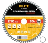 Диск пильный по дереву Diamond Industrial 210х30/25.4 мм Z=60 ATB Wood DILITE DIDDDL210Z60