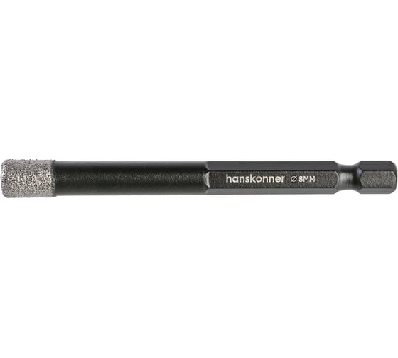 Коронка алмазная Hanskonner для дрели, TilePro, 8 мм, вакуумн. спекание алмазов H1055-12-08