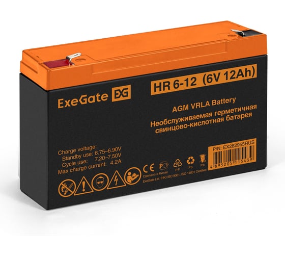 АКБ ExeGate HR 6-12 6V 12Ah, клеммы F1 282955