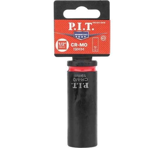 Головка торцевая ударная P.I.T. ADVANCE (HEX 19мм, 1/2, макс. 240Нм, 52х78мм, 42CrMo) HDLS01-0019