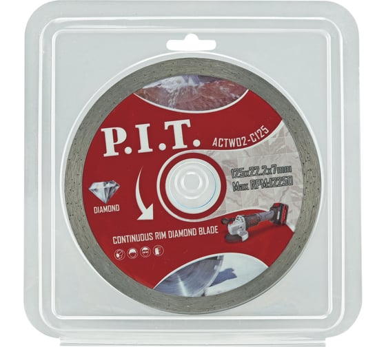 Диск алмазный отрезной сплошной P.I.T. 125x22.2x1.8 мм ACTW02-C125
