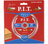 Диск пильный по дереву P.I.T. ADVANCE 165x20x1.4 мм, 20T Carbide, зуб ATB 15 ACTW14-165T20