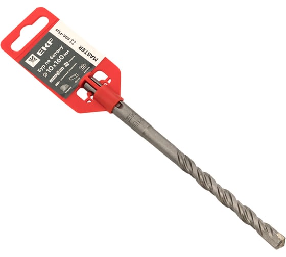 Бур по бетону SDS-plus, 10x160 мм, 2 резца, Master EKF db-10-160-2x4 1