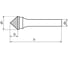 Бор-фреза UMIC HM Форма K d12x6x54x6 коническая 90˚, ДЗ 1803906120 2
