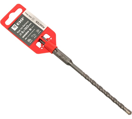 Бур по бетону Master (6x160 мм; 2 резца; SDS-plus) EKF db-6-160-2x4 1
