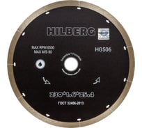 Диск алмазный отрезной HILBERG 230х25.4 Hilberg Graphite Сплошной 1.4 мм HG506