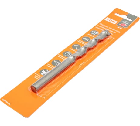 Сверло ударное по бетону Рубин (10х118 мм; победитовый наконечник, ц/х) TDM ELECTRIC SQ1092-0105