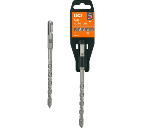Бур по бетону Рубин (8×160×100 мм, SDS-Plus, 2 резца) TDM ELECTRIC SQ1094-0105