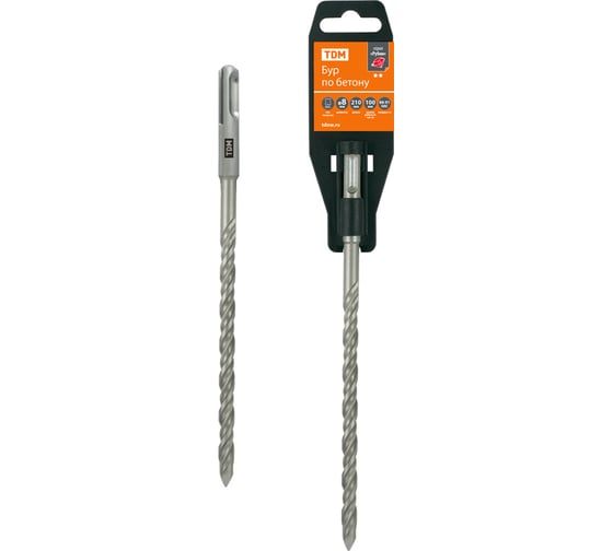 Бур по бетону Рубин (8×210×100 мм, SDS-Plus, 2 резца) TDM ELECTRIC SQ1094-0106