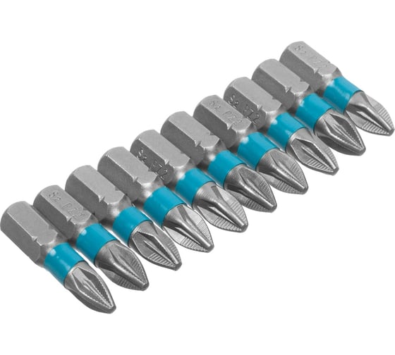 Биты профессиональные (10 шт; PZ2x25 мм; сталь S2; 1/4" С) РемоКолор 33-7-578