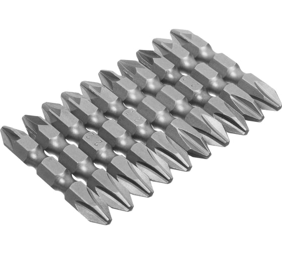 Биты двухсторонние (10 шт; PH2-PZ2x45 мм; 1/4"; сталь S2) РемоКолор 33-3-833