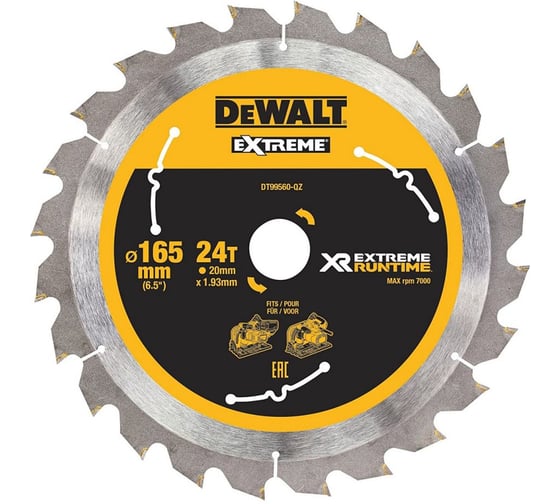Пильный диск Dewalt DT99560 EXTREME RUNTIME, 165х20 мм DT99560-QZ