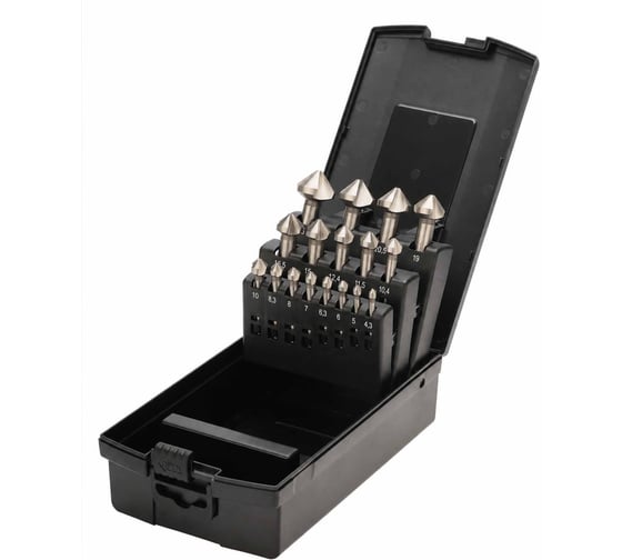 Набор зенковок MASTER-TOOL 90градусов 4.3-25мм 3z DIN335C HSS-G 17шт 102155PRO
