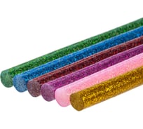 Стержни для клеевого пистолета универсальные цветные с блестками, 7 мм x 100 мм, набор 6 штук, TDM ELECTRIC «Алмаз» SQ1024-0509