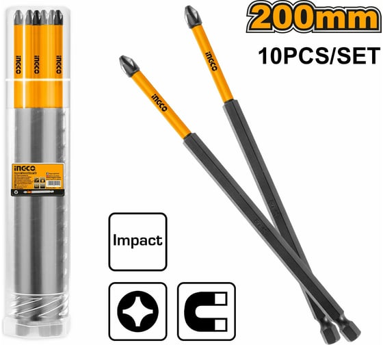 Набор ударных бит (10 шт; PH2х200 мм) INGCO SDBIM11PH283