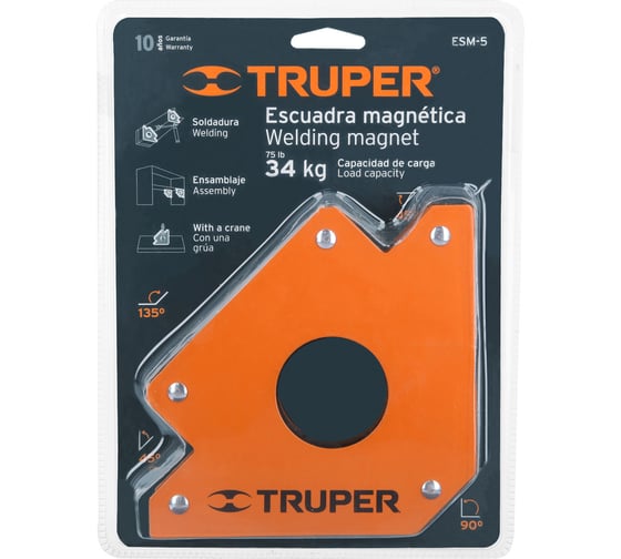 Уголок магнитный для сварки ESM-5 (45/90/135 градусов; 34 кг) Truper 15408