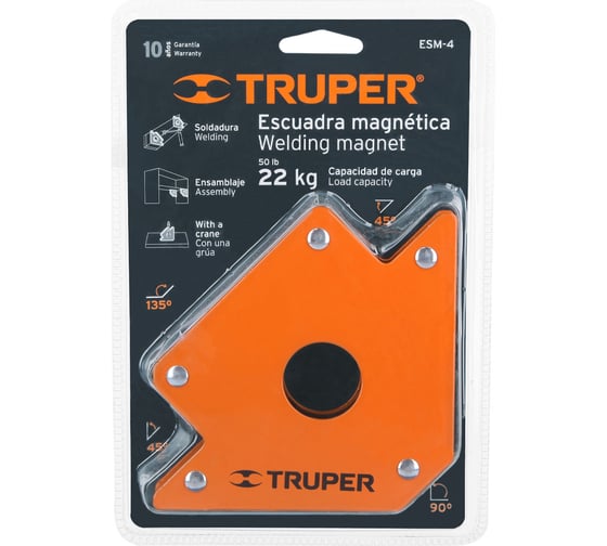 Уголок магнитный для сварки ESM-4 (45/90/135 градусов; 23 кг) Truper 15407