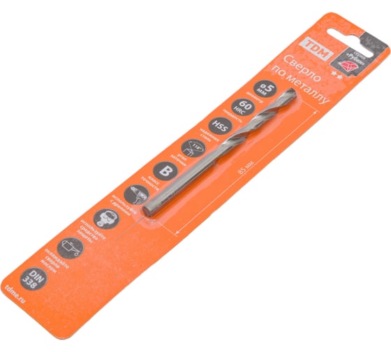 Сверло по металлу Рубин (5х85 мм; HSS; класс В, ц/х) TDM ELECTRIC SQ1090-0106