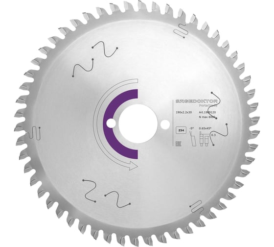Диск пильный SÄGEDOKTOR 190x2.2x1.8x30 мм, 54Z D-M5 из серии PortaGrade 1909120