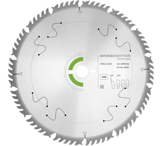 Диск пильный SÄGEDOKTOR 350x3.4x2.4x30 мм, 70Z CB15 B-07 из серии PortaGrade 3509106