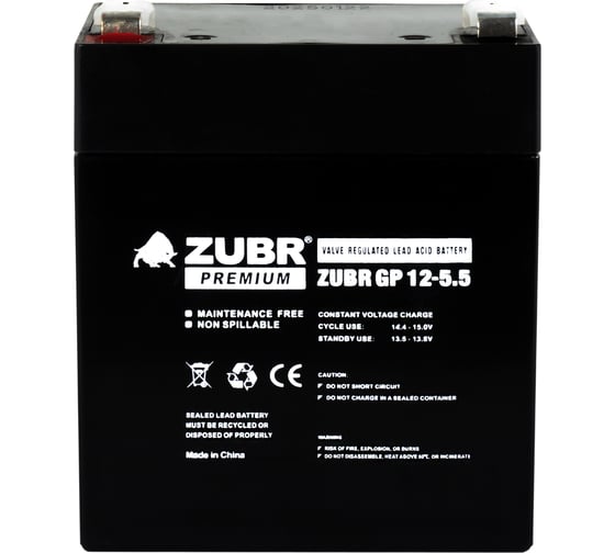 Аккумуляторная батарея ZUBR GP 12V 5,5Ah, Китай GP12-5.5(ZUBR)