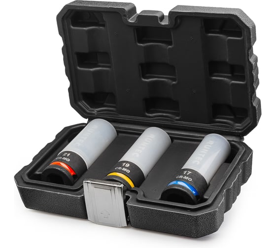 Набор ударных головок RUNTEC для литых дисков 1/2, 17, 19, 21 мм, CrMo, в защитном кожухе, 3 предмета RT-IS1B3P