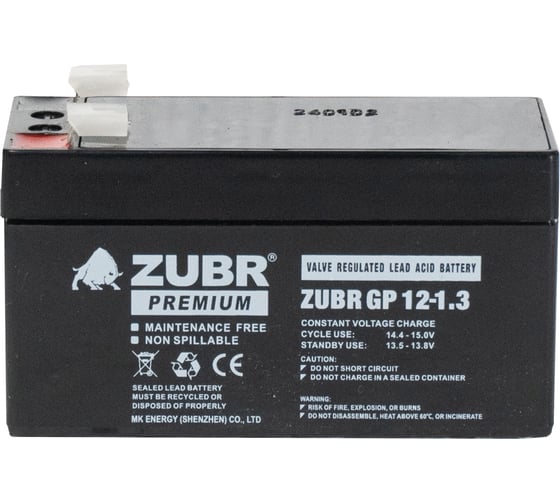 Аккумуляторная батарея ZUBR GP 12V 1.3Ah, Вьетнам GP12-1.3NPP(ZUBR)