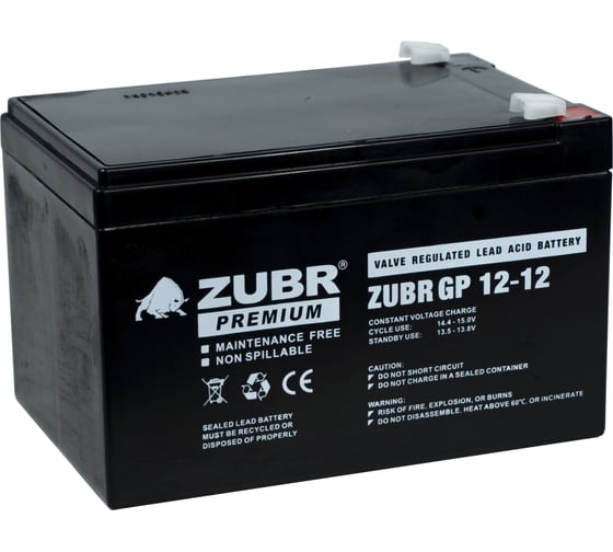 Аккумуляторная батарея ZUBR GP 12V 12Ah, Вьетнам GP12-12NPP(ZUBR)