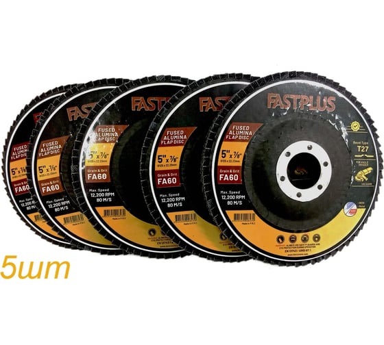 Круг лепестковый торцевой BINIC КЛТ1 FASTPLUS 125x22мм P60 Aox плоский 10шт 101573