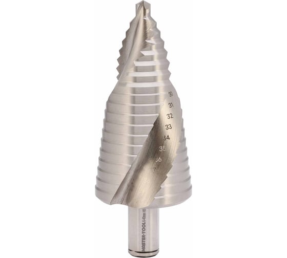 Сверло ступенчатое спиральное MASTER-TOOL 6-40мм HSSE-Co5 19ступ. L105мм 101097EPRO