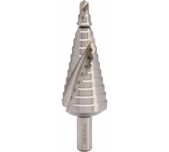 Сверло ступенчатое спиральное MASTER-TOOL 6-30мм HSS-G 14ступ. L100мм 101052PRO