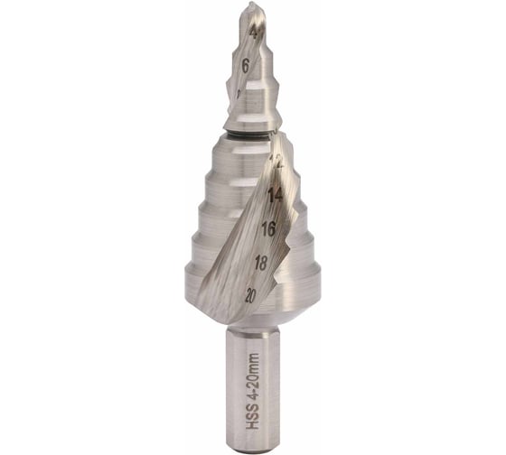 Сверло ступенчатое спиральное MASTER-TOOL 4-20мм HSS-G 9ступ. L75мм 101051PRO
