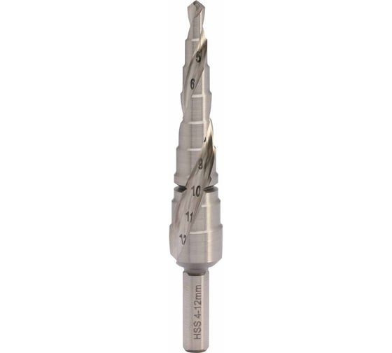 Сверло ступенчатое спиральное MASTER-TOOL 4-12мм HSS-G 9ступ. L80мм 101050-9PRO